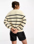 Фото #6 товара Only ribbed knit jumper in cream and black stripe