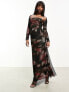 Фото #1 товара Amy Lynn heatwave maxi skirt with net overlay in black co-ord