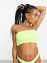 COLLUSION textured bandeau bikini top in neon yellow 34 - фото #1