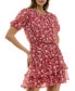 ფოტო #4 პროდუქტის Juniors' Ruched Tiered Floral-Print Dress