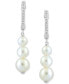 ფოტო #3 პროდუქტის EFFY® Cultured Freshwater Pearl (5-7mm) and Diamond (1/10 ct. t.w.) Dangle Hoop Earrings in 14k White Gold