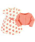 ფოტო #3 პროდუქტის Baby Girl Organic Cotton Dress and Cardigan, Peach
