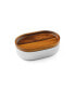 Фото #2 товара Nambe Oblong 10" x 6.5" Nest Medium Bowl with Wood Lid