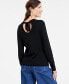 ფოტო #2 პროდუქტის Women's Bow-Back Metallic-Knit Sweater, Created for Macy's
