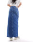 Фото #3 товара Calvin Klein Jeans front split midi denim skirt in mid wash