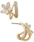 ფოტო #3 პროდუქტის Gold-Tone Crystal Flower Small Hoop Earrings, .58"