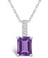 Фото #1 товара Amethyst (1-5/8 Ct. T.W.) and Diamond Accent Pendant Necklace in 14K White Gold