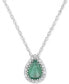 ფოტო #1 პროდუქტის Emerald (5/8 ct. t.w.) & Diamond Accent Pendant Necklace in 14k White Gold