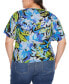 ფოტო #2 პროდუქტის Black Label Plus Size Abstract Floral Cutout Detail Top