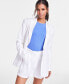 Фото #1 товара Women's Linen Blend Two-Button Blazer, Created for Macy's