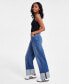 Фото #3 товара Juniors' Cotton High-Rise Wide-Leg Cuffed Jeans