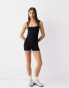 Фото #1 товара Bershka square neck unitard in black