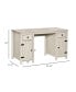 Farm Style Home Office Computer Desk with 2 Drawers and 2 Cabinets, White