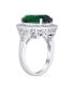 Fashion Large Oval Solitaire AAA CZ Pave Simulated Green 15CTW Cocktail Statement Ring For Women