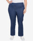 Фото #1 товара Plus Size Denim-Like Twill Ankle Pants