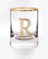 Monogram Rim and Letter R Double Old Fashioned Glasses, Set Of 4