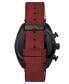 ფოტო #2 პროდუქტის Men's Chrono Red Genuine Leather Strap Watch with Tachymeter 44mm