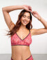 Monki soft mesh bra in pink rose print