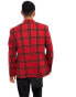 ASOS DESIGN slim double breasted low break blazer in red tartan Красный, Chest 44 Regular - фото #2