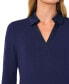 ფოტო #3 პროდუქტის Women's Woven-Collar Knit Long-Sleeve Top