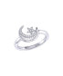 Star kissed Crescent Design Sterling Silver Diamond Women Ring