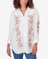 Фото #1 товара Petite Embroidered Crepe Button Front Top