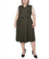 Plus Size Sleeveless Belted A-Line Dress