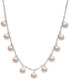 Фото #1 товара Macy's white Cultured Freshwater Pearl (8mm) Dangle 18" Statement Necklace (Also in Pink & Dyed Gray Cultured Freshwater Pearl)