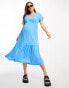 Фото #8 товара Mamalicious Maternity nursing midi dress with frill sleeves in blue