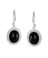 Фото #2 товара Western Style Black Natural Onyx Milgrain Cable Edge Oval Drop Earrings For Women Sterling Silver Wire Fish Hook