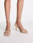 ASOS DESIGN Henley buckle detail mid heeled sandals in natural linen