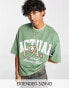 ASOS Actual oversized t-shirt with toweling logo and tipping neckline in green