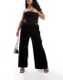 Фото #4 товара Yours wide leg velvet trousers in black