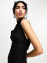 Фото #4 товара ASOS DESIGN grown on neck midi dress with ruched sides in black