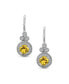 Classic Art Deco Style Synthetic Yellow Topaz Halo Circle Circlet Rosette Solitaire Drop Earrings For Women Sterling Silver