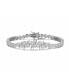 ფოტო #1 პროდუქტის Sterling Silver with Rhodium Plated Clear Round Cubic Zirconia Flower Design Tennis Bracelet