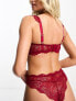 ASOS DESIGN Fuller Bust Sienna lace balcony bra with frill in burgundy