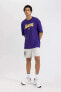 Фото #2 товара DeFactoFit NBA Los Angeles Lakers Boxy Fit Bisiklet Yaka Kısa Kollu Tişört