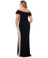 ფოტო #2 პროდუქტის Plus Size Off-The-Shoulder Beaded Mesh Panel Dress