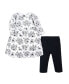 Фото #1 товара Toddler Girls Hudson Quilted Cotton Dress and Leggings, Black Toile