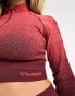 Hummel Cropped fitted sweatshirt with half zip in dark red