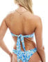 Kulani Kinis love story strapless bandeau bikini top in blue floral print BLAU, XS - фото #2