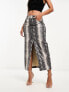 ASOS DESIGN leather look midi skirt in animal