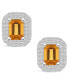 ფოტო #3 პროდუქტის Citrine (2 ct. t.w.) and Diamond (3/4 ct. t.w.) Halo Stud Earrings in 14K White Gold