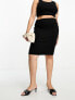 ASOS DESIGN Curve high waisted bengaline skirt in black