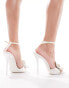 Фото #12 товара Public Desire Alexia mid heeled sandal with embellished flower in cream satin