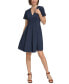Фото #1 товара Платье Fit & Flare Tommy Hilfiger Petite V-Neck с плиссировкой