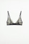 Embroidered lace triangle bra