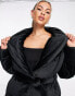 Фото #6 товара Missguided velvet shawl collar puffer jacket in black