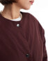 ASOS DESIGN collarless puffer jacket in burgundy